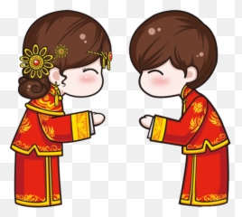 Chinese Wedding Cartoon Png Clipart - Transparent