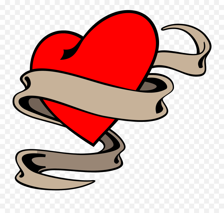 Tatttoo Png With Transparent Background - Heart With Ribbon Drawing,Heart Cartoon Png