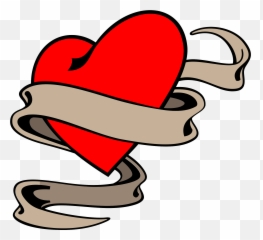 Tatttoo Png With Transparent Background - Heart Ribbon Drawing
