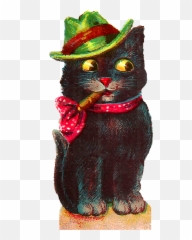 Halloween Black Cat Png Free Download - Cat Wearing A Hat Clipart,Halloween Cat Png