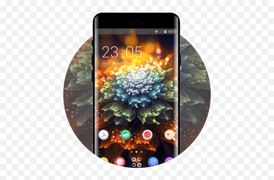 Shiny Flower Free Android Theme U2013 U Launcher 3d - Orange And Blue Background 4k Hd Png,Shiny Icon