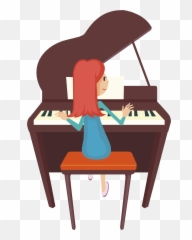 Girls Clipart Piano - Playing png