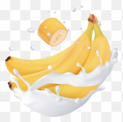 Fruit Water Splash Clipart Family - Banana Milk Png