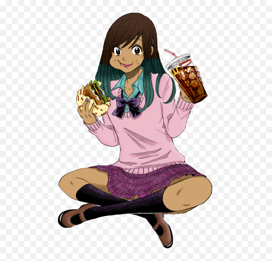 On Anime Girl Eating Png Cute Transparent