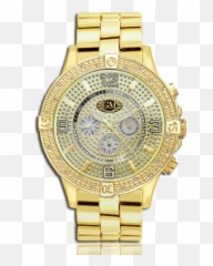 Skeleton Watch Bling - Gold Diamond Watch Png Transparent,Gold Watch Png