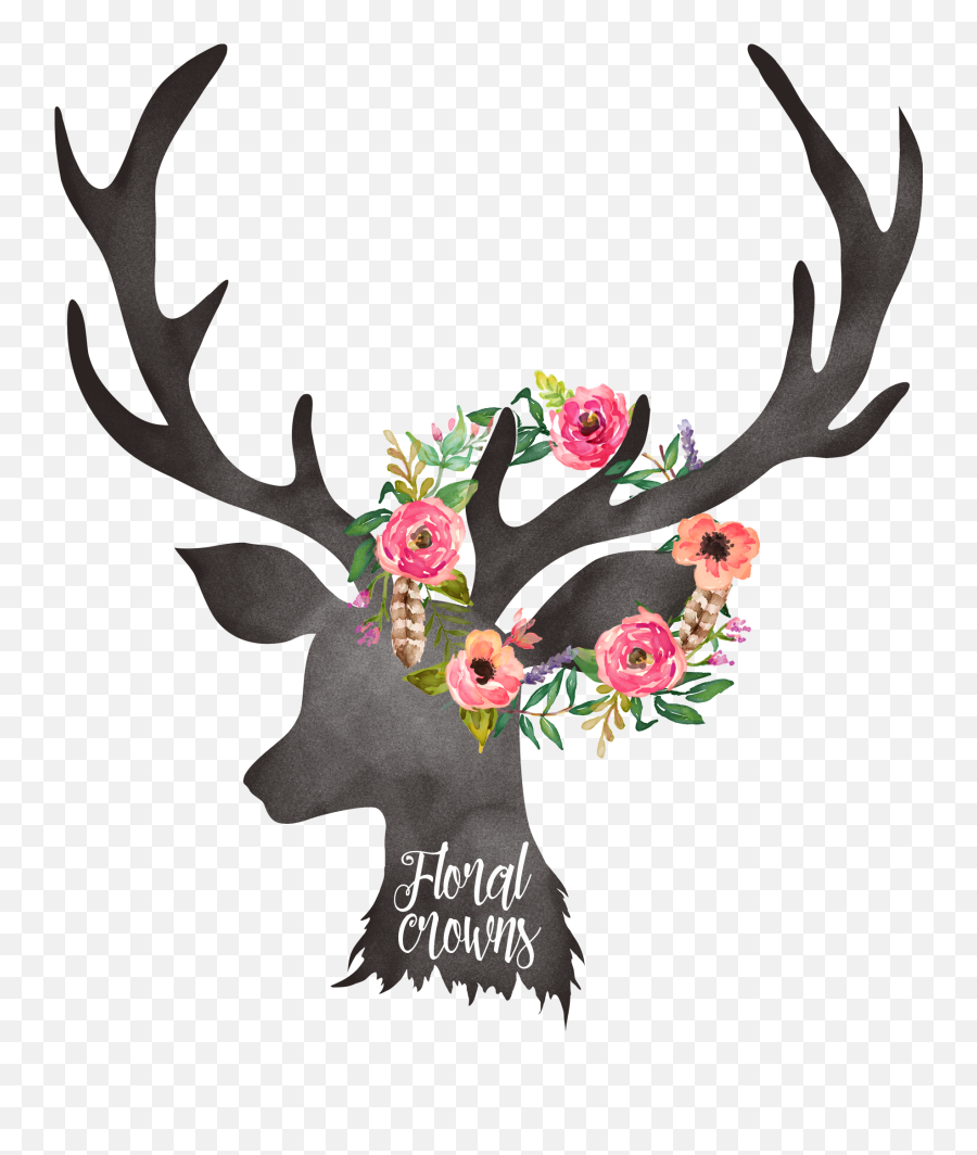 Floral Deer Antlers Png Download - Deer Antlers With Flowers,Antlers Png