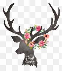 Floral Deer Antlers Png Download - With Flowers