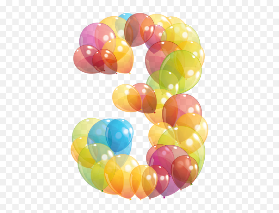 Balloons Png Images - Number Three With Balloons,Balloons Png Transparent