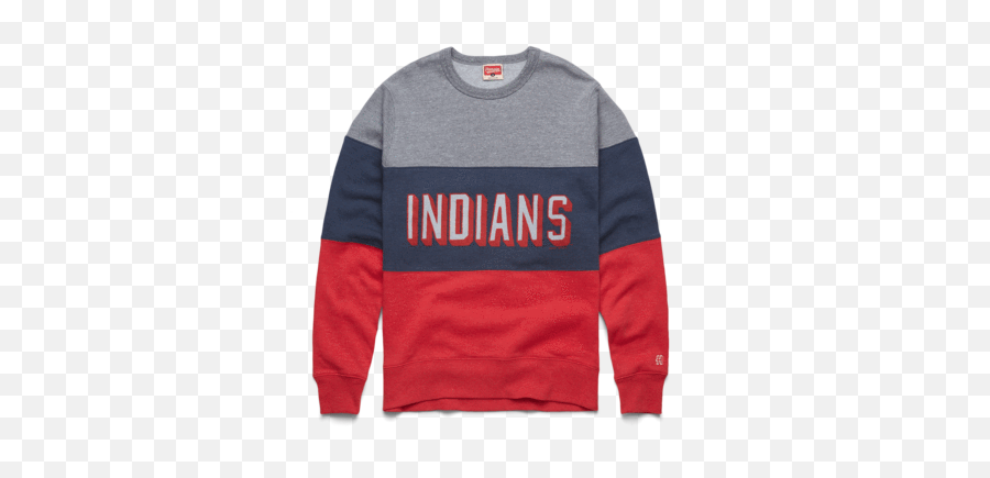 Script Cleveland Indians Stripe Crewneck Retro Mlb - Sweater Png,Cleveland Indians Logo Png