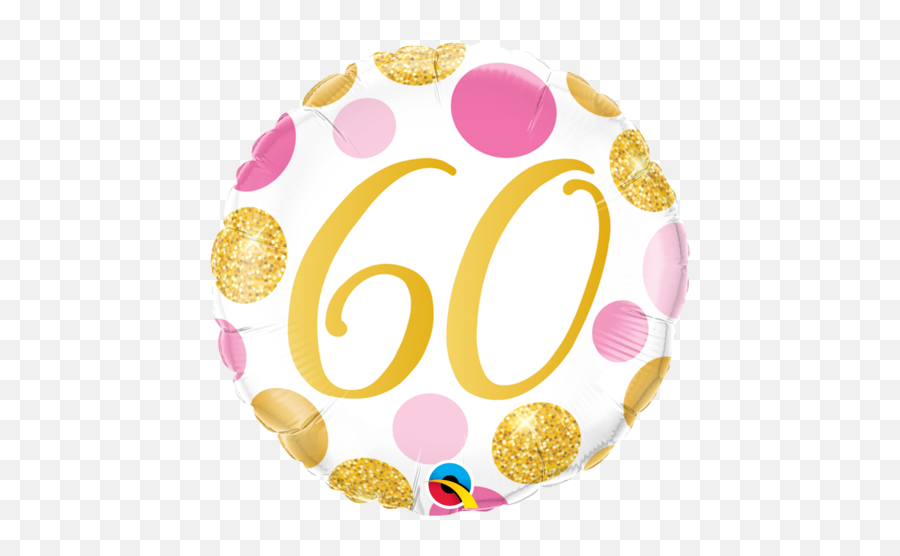 45cm Round Foil 60 Pink U0026 Gold Dots 88190 - Each Pkgd Transparent 70th Birthday Png,Gold Dots Png