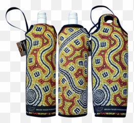 Bunabiri Aboriginal Art Neoprene Wine Bottle Cooler - Possum Dreaming Water Bottle Png,Possum Transparent