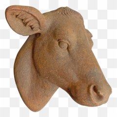 Farmhouse Terra - Cotta Cow Head Animal Figure Png,Cow Head Png