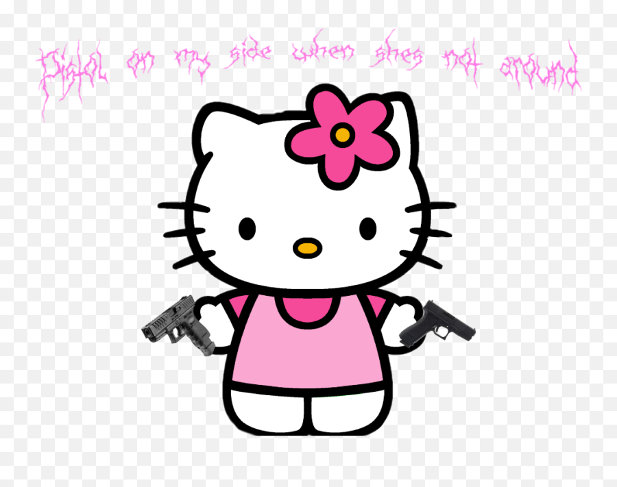 Lyrics Handgun Pistols Nsw Edit Hellokitty Guns Whatsmi - Pink Hello Kitty Sticker Png,Hello Kitty Png