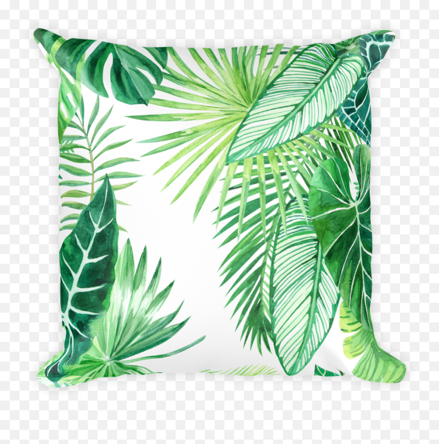 Download Tropical Leaves Throw Pillow - Pattern Plant Full Tropical Pillow Transparent Png,Throw Png
