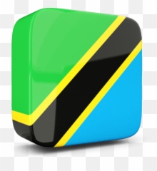 Glossy Square Icon - Tanzania Flag 3d Png