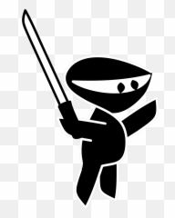 Cartoon Ninja With Sword Svg Vector - Black And White png