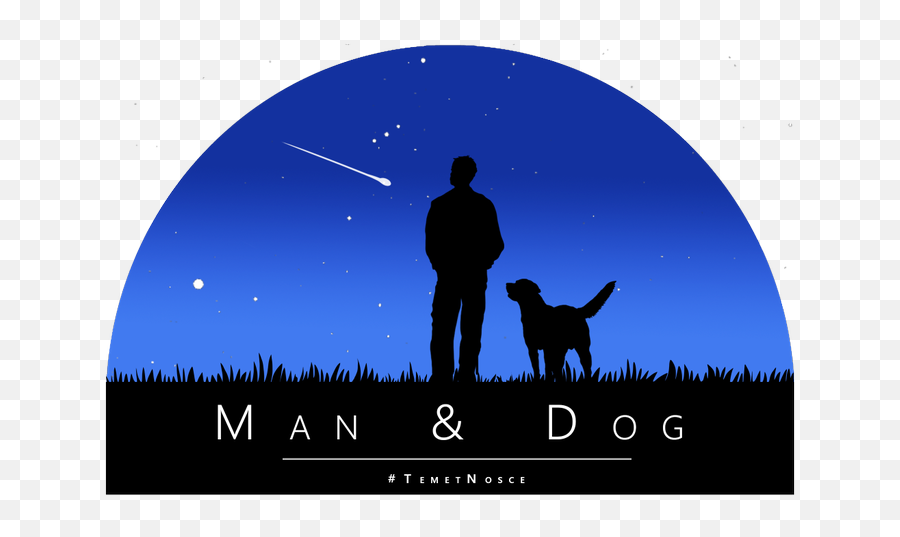 Download Of A Man And Dog Sitting Watching The Night Sky - Man And Dog Silhouette Png,Dog Sitting Png