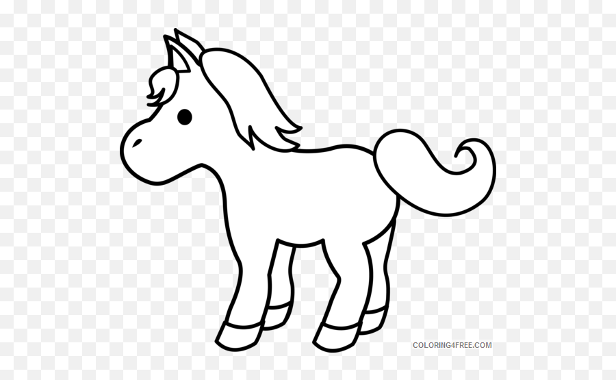 Pony Coloring Pages 71 Png Printable Coloring4free - Simple Horse Coloring Sheet,Coloring Pages Png