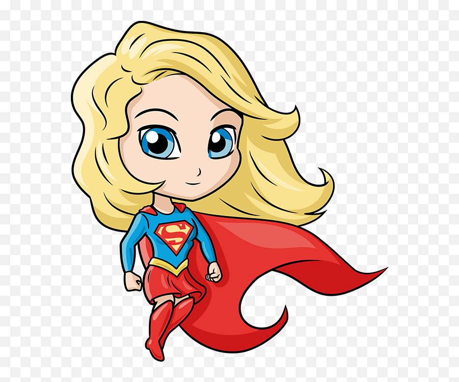 How To Draw A Chibi Supergirl - Cute Super Girl Drawing Png,Supergirl Icon