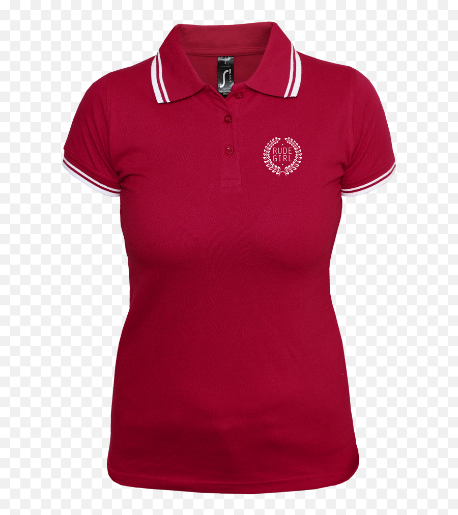 Rude Girl Girly Contrast Polo Redwhite - Polo Shirt Png,Polo Png