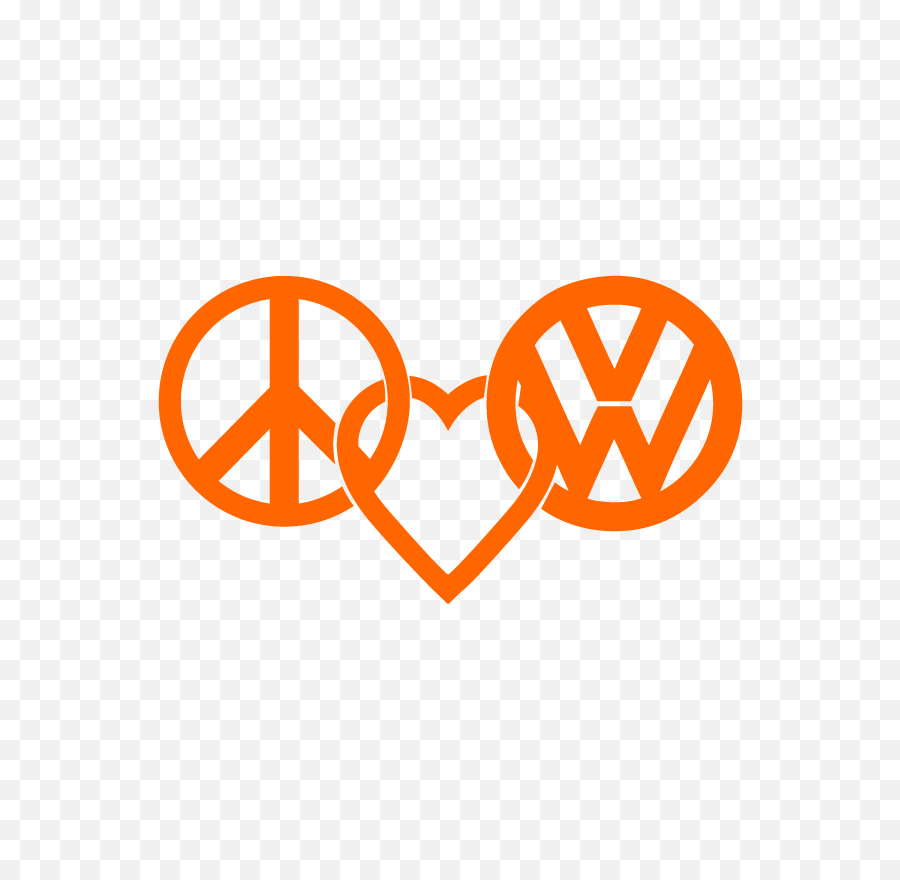 Peace Love Vw Logo Decal Sticker In Orange - Banksy Clipart Volkswagen Black Logo Vector Png,Banksy Png