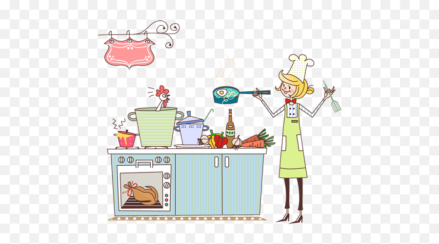 Download Female Chef Clipart Cooking - Woman Cook Cartoon Png,Cooking Clipart Png