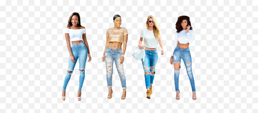Sassy In Ripped Jeans And Crop Top - Girl Png,Ripped Jeans Png