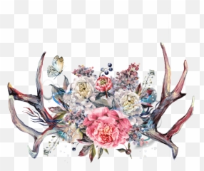 Download Floral Antlers Png Image - Antlers With Flowers Png,Antlers Png