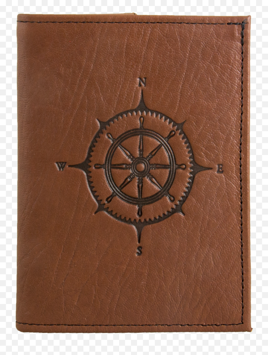 Leather Traveler Wallet Compass Rose 2 Colors - Compass Embossed In Leather Png,Compass Rose Png