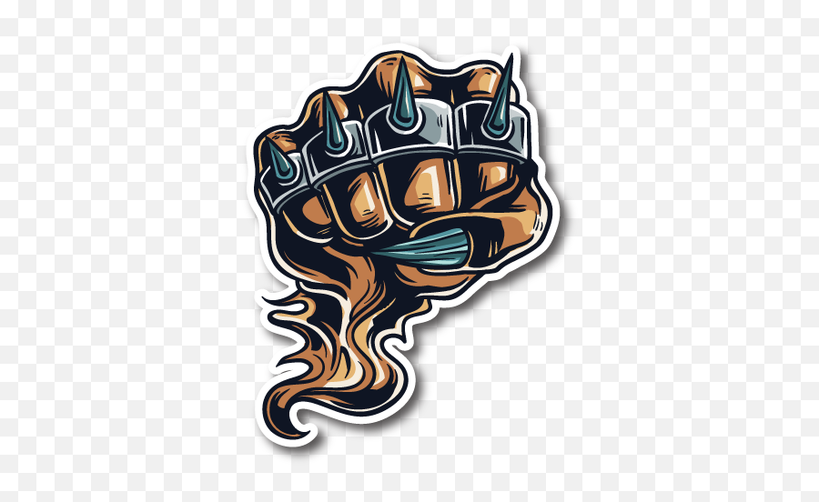 Monster Fist Hand Brass Knuckle Stickervinyl Stickers - Fist With Brass Knuckles Png,And Knuckles Transparent