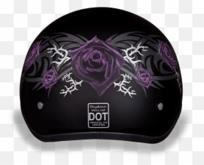 Dot Daytona Skull Cap - W Purple Rose Motorcycle Helmet Png,Purple Rose Png