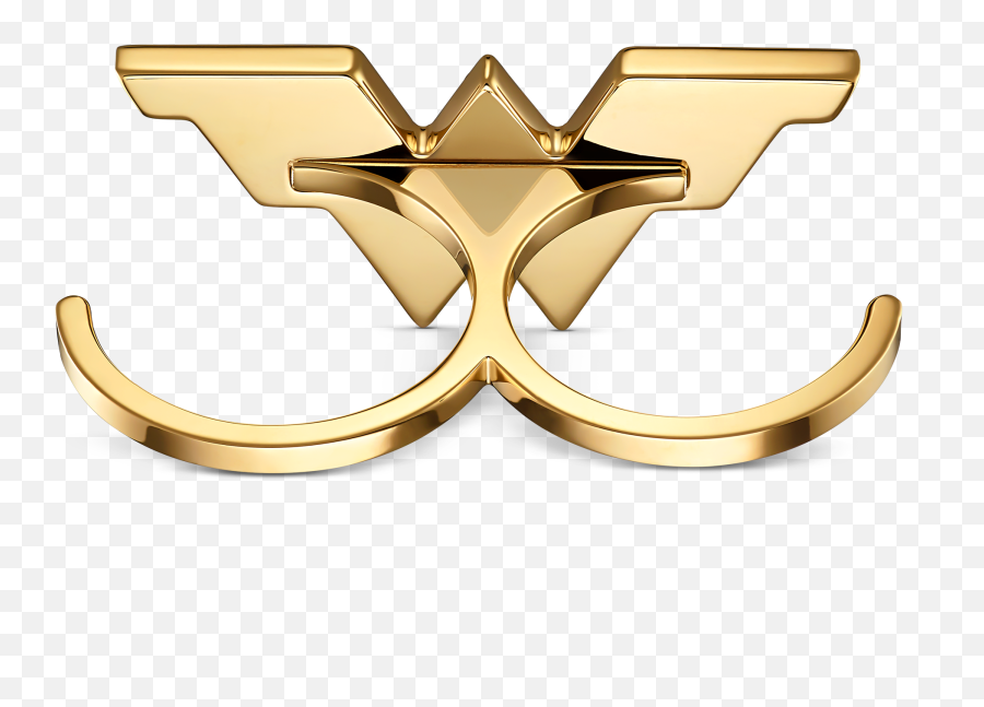 Fit Wonder Woman Double Ring Gold Tone Mixed Metal Finish - Swarovski Bague Wonder Woman Png,Wonder Woman Logo Images
