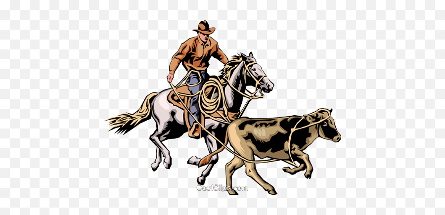 Cowboy U0026 Steer Royalty Free Vector Clip Art Illustration - Ranchers Clipart Png,Boi Png