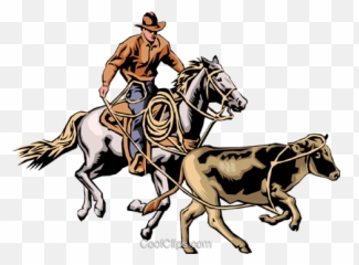 Cowboy U0026 Steer Royalty Free Vector Clip Art Illustration - Ranchers Clipart Png,Boi Png