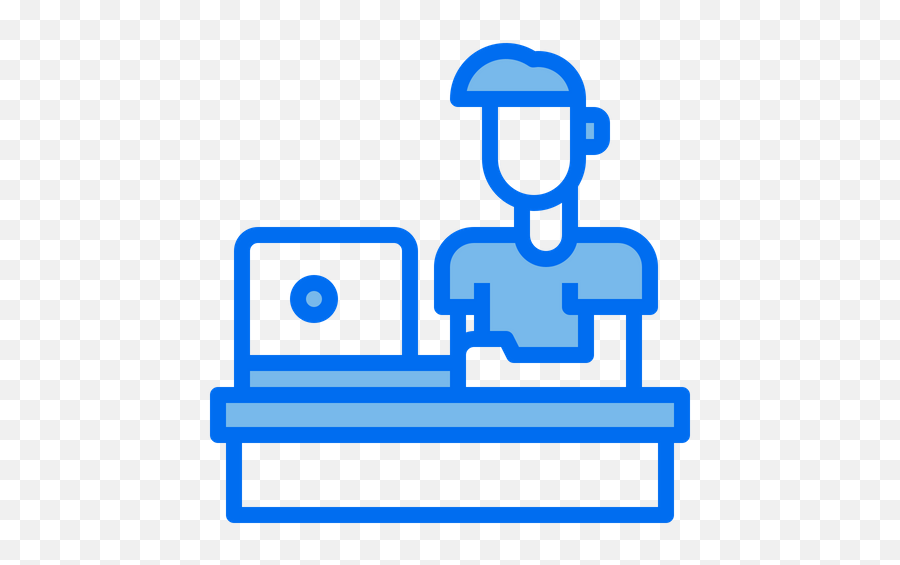 On Laptop Icon Of Colored Outline Style - Horizontal Png,Work Icon Blue