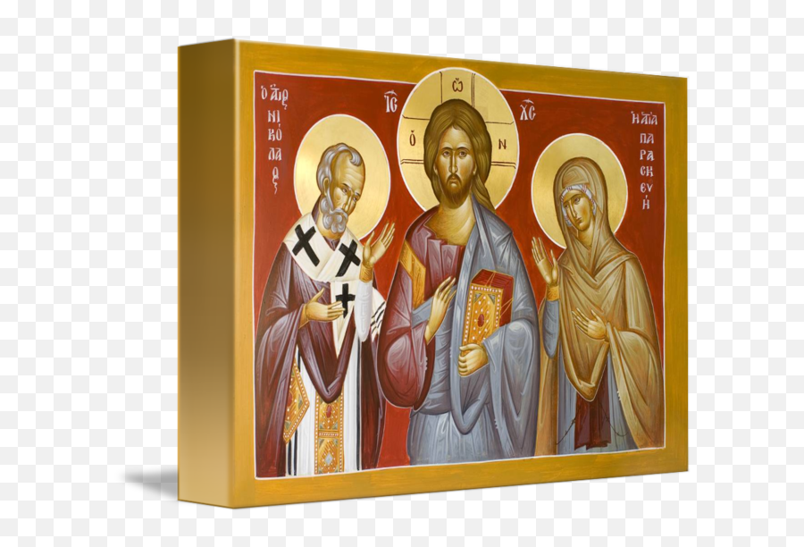 Deisis Christ St Nicholas Paraskevi By Julia Bridget Hayes - Christian Cross Png,St. Nektarios Icon