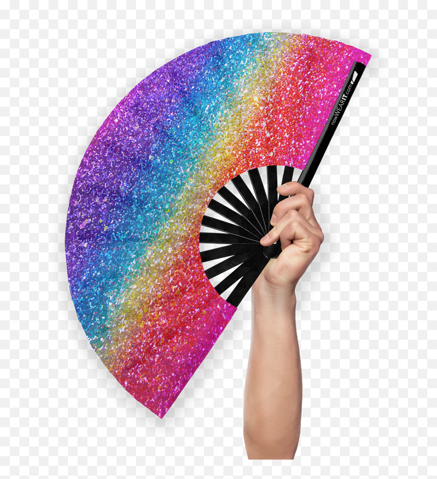 Rainbow Glitter Hand Fan - Uv Png,What Does The Bling Icon Look Like On Tiktok