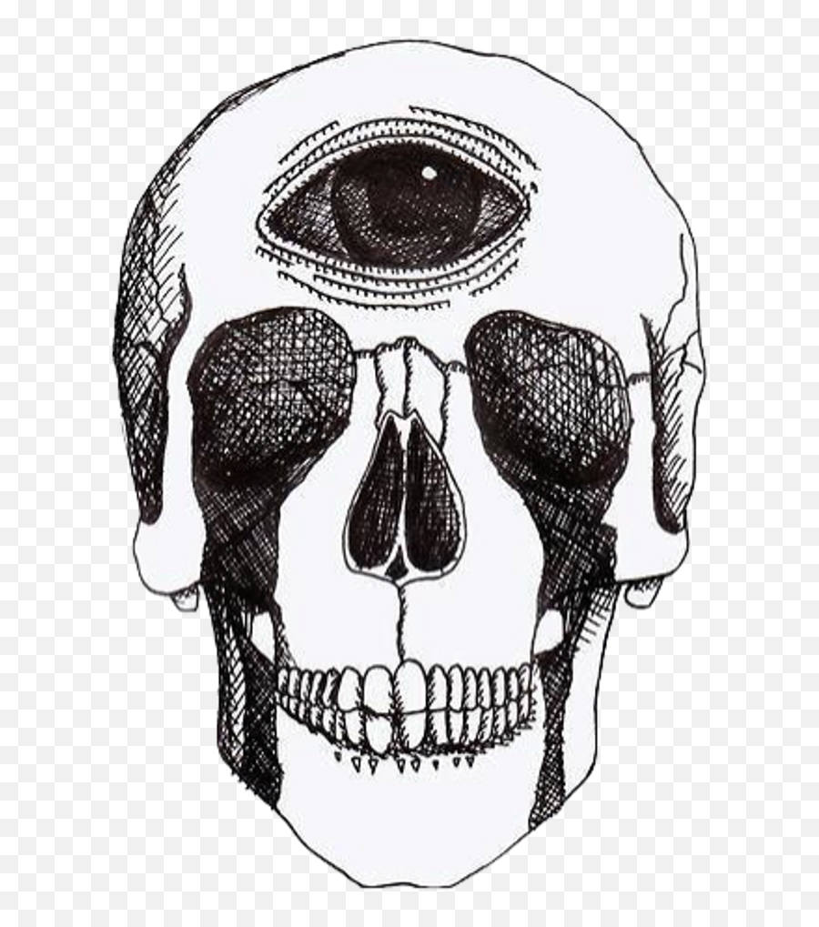 Drawing Eye Mind Art Psychedelia - Skull With 3 Eye Png,Creepy Eye Png