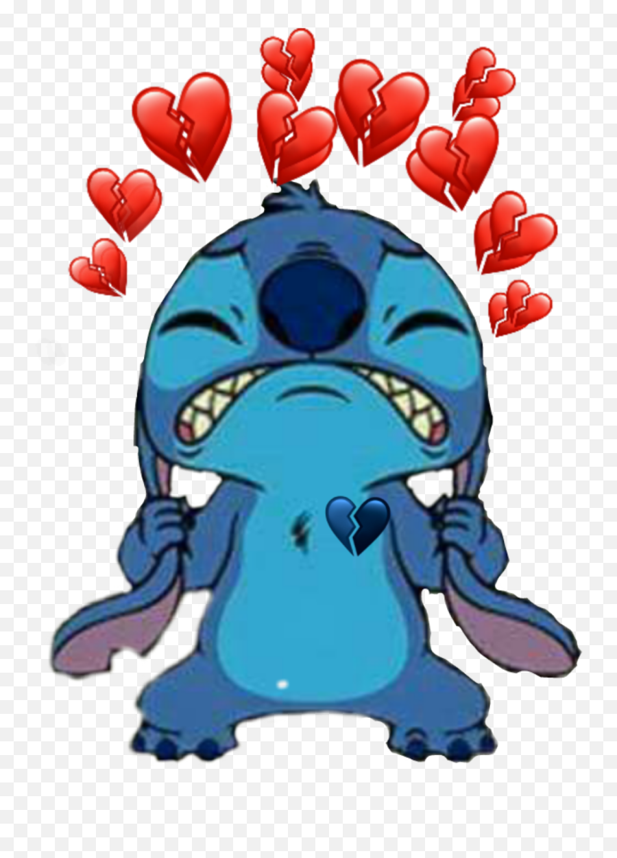 Sad Stitch Stich Stih Stith Lilo Broken Heart Brokenhea - Stitch Aesthetic Png,Stich Png