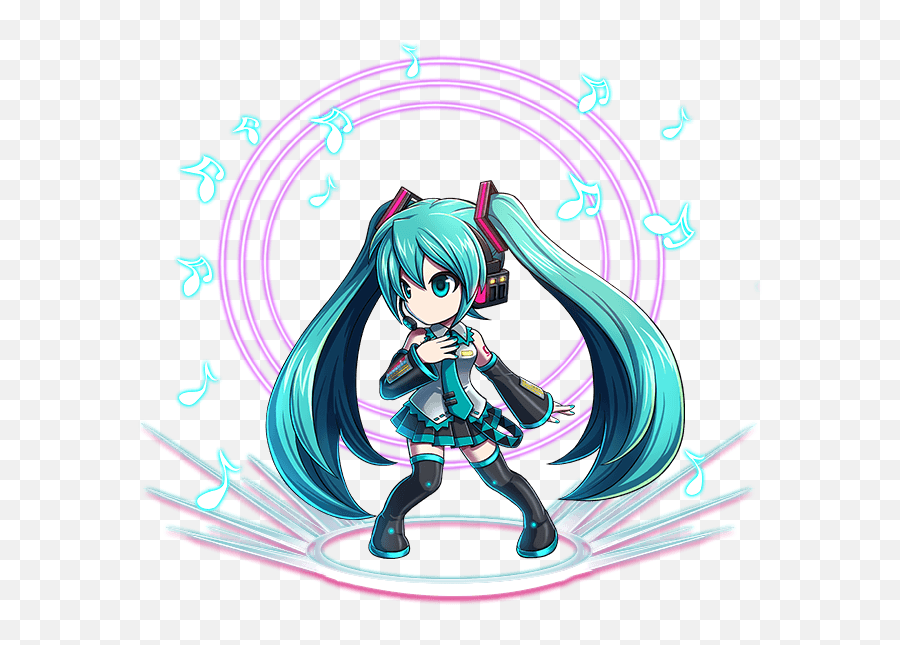 Hatsune Miku Featured In Brave Frontier - Anime Girl With Blue Pigtails Png,Hatsune Miku Png