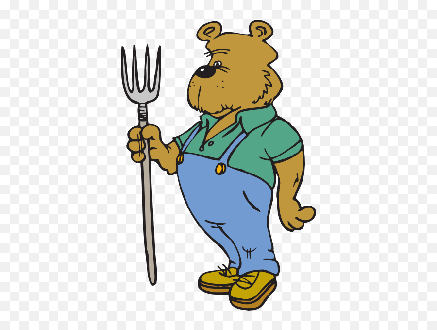 Bear With Pitchfork Clip Art - Vector Clip Art Bear With Clothes Clipart Png,Pitchfork Png