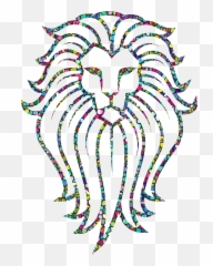 Tiled Lion Face Tattoo With Background - Drawing png