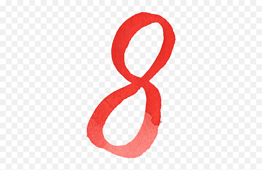 Red Watercolor Numbers Transparent - Number 8 Transparent Red Png,Number 8 Png