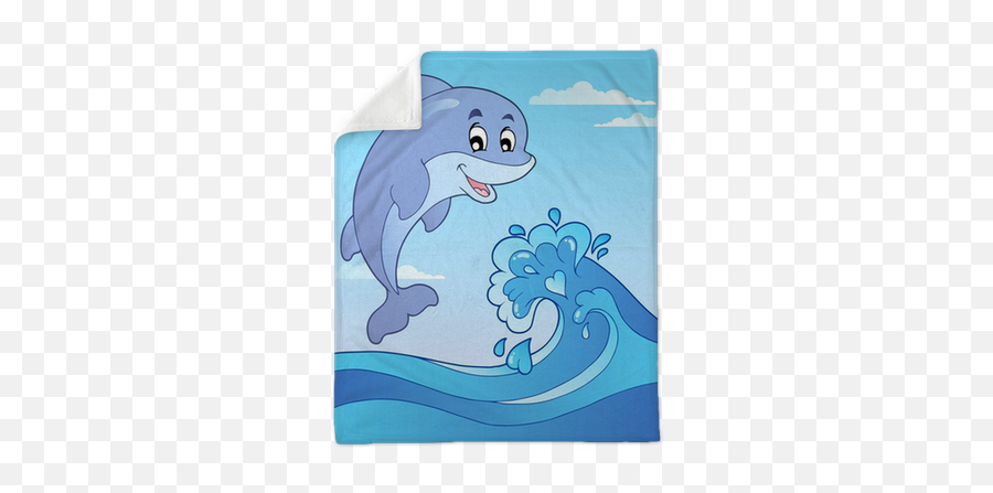 Jumping Dolphin With Cartoon Wave 1 Plush Blanket U2022 Pixers We Live To Change - Delfín En El Mar Animados Png,Cartoon Wave Png