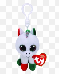 Christmas Candy Cane The Unicorn Clip Beanie Boo - png