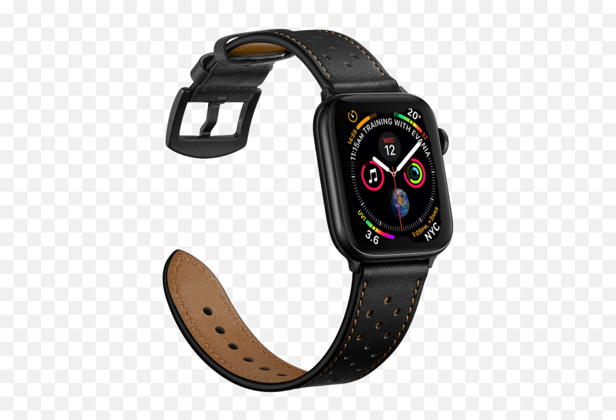 Premium Leather Bands For Apple Watch - Apple Se 44mm Black Leather Watch Bands Png,Hex Icon Watch Band