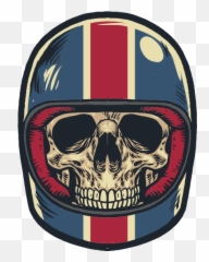Skull In American Helmet Sticker - Scary png