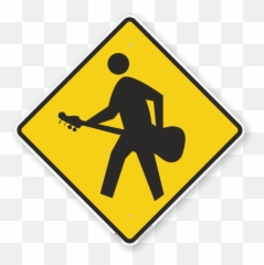Crossing Sign Guitar Player - 5 Road Safety Signs png