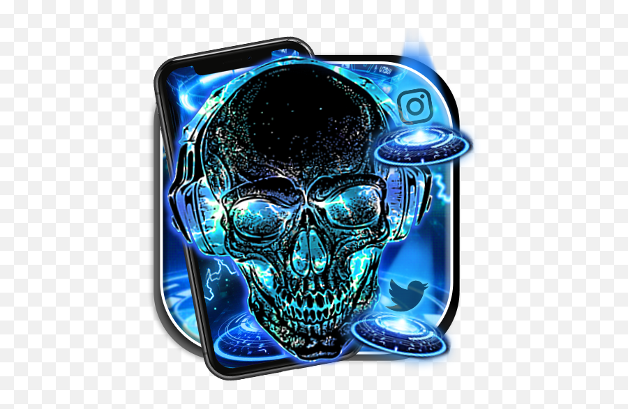 Neon Tech Skull Themes Hd Wallpapers 3d Icons Qu0026a Tips - Scary Png,Google Chrome 3d Icon