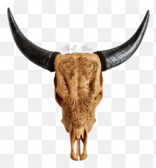 Carved Cow Skull Xl Horns - Antique Ganesha Bull Png,Cow Head Png